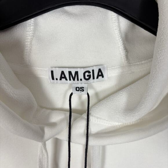 I. AM. GIA Harmony Hoodie Women's White One Size Sweater NWT Sweatshirt Graphic - Picture 7 of 9